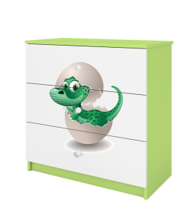 Commode verte chambre enfant 3 tiroirs 80cm bébé dinosaure