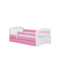 Lit enfant 1 rose avec tiroir 80x140cm Classic - 