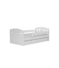 Lit enfant Julia blanc motifs curs avec tiroir avec matelas 80x140cm - 
