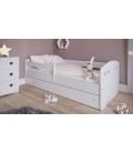 Lit enfant Julia blanc motifs curs avec tiroir avec matelas 80x140cm - 