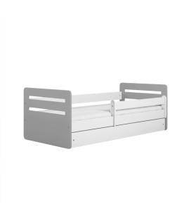 Lit complet enfant Tomi Mix gris avec matelas et tiroir 80x180cm