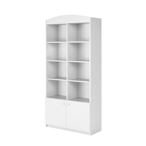 Bibliothèque enfant L90cm blanche 8 niches 2 portes - 