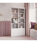 Bibliothèque enfant L90cm blanche 8 niches 2 portes - 