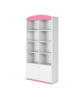 Bibliothèque enfant L90cm rose 8 niches 2 portes - 