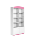 Bibliothèque enfant L90cm rose 8 niches 2 portes - 