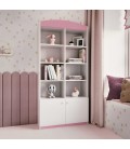 Bibliothèque enfant L90cm rose 8 niches 2 portes - 
