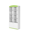 Bibliothèque enfant L90cm verte 8 niches 2 portes - 