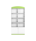 Bibliothèque enfant L90cm verte 8 niches 2 portes - 