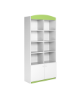 Bibliothèque enfant L90cm verte 8 niches 2 portes - 