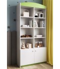 Bibliothèque enfant L90cm verte 8 niches 2 portes - 