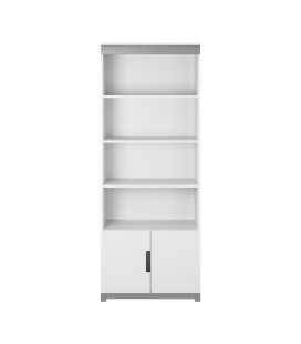 Meuble bibliothèque 4 étagères 2 portes L70cm tomi
