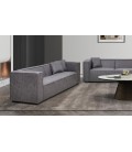 Canapé 3 places tissu effet peau Macly gris vintage