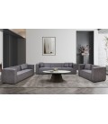 Canapé 3 places tissu effet peau Macly gris vintage