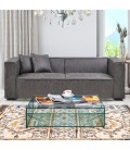 Canapé 3 places tissu effet peau Macly gris vintage