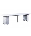 Table ronde effet marbre rallonges intégrées 310cm Tulipa