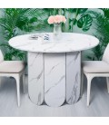 Table ronde effet marbre rallonges intégrées 310cm Tulipa
