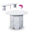 Table ronde effet marbre rallonges intégrées 310cm Tulipa