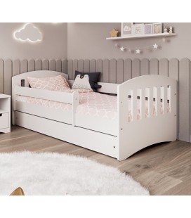 Lit complet enfant blanc avec matelas et tiroir 80x140cm Classic