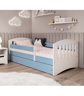 Lit complet enfant bleu avec matelas et tiroir 80x140cm Classic