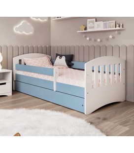 Lit complet enfant bleu avec matelas et tiroir 80x180cm Classic