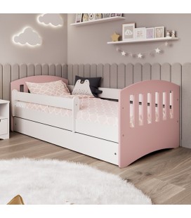 Lit complet enfant rose clair avec matelas et tiroir 80x180cm Classic