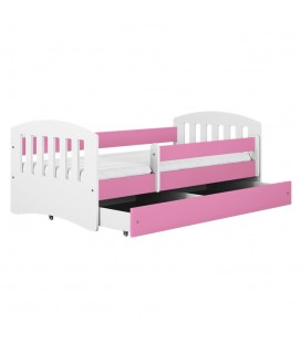 Lit enfant 1 rose avec tiroir 80x180cm Classic