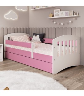 Lit complet enfant rose avec matelas et tiroir 80x180cm Classic