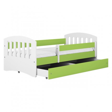 Lit enfant 1 vert avec tiroir 80x180cm Classic - 