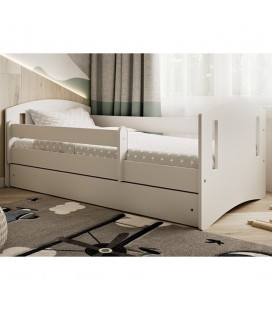 Lit complet enfant blanc avec matelas et tiroir 80x180cm Classic