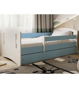 Lit complet enfant bleu avec matelas et tiroir 80x140cm Classic