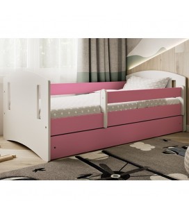 Lit complet enfant rose avec matelas et tiroir 80x140cm Classic