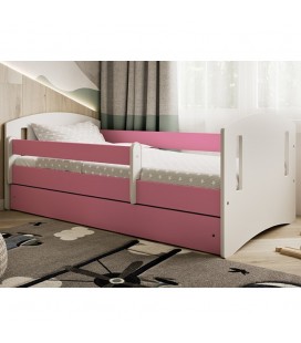 Lit complet enfant rose avec matelas et tiroir 80x180cm Classic