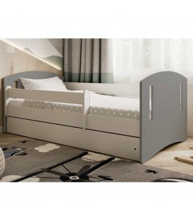 Lit complet enfant Mix gris avec matelas et tiroir 80x180cm Classic