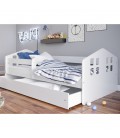 Lit enfant Maisonette blanc avec tiroir avec matelas 80x180cm - 