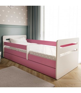 Lit complet enfant Tomi rose avec matelas et tiroir 80x140cm