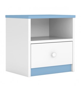 Table de chevet 1 tiroir 1 niche bleue L40cm