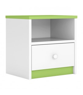 Table de chevet verte et blanche 1 tiroir 1 niche L40cm