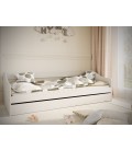 Lit gigogne blanc avec tiroir-lit et 1 matelas 90x200cm Blanka - 
