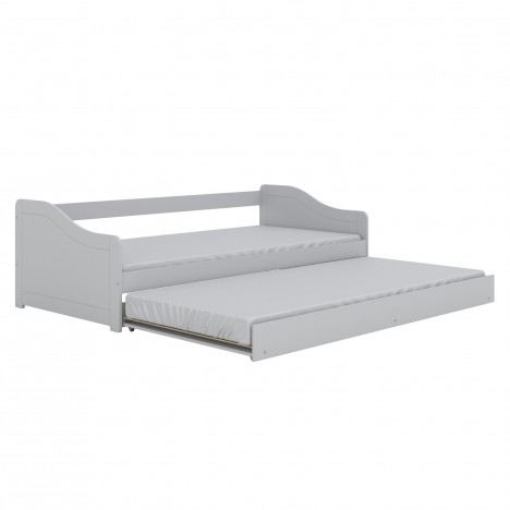 Lit gigogne blanc avec tiroir-lit et 1 matelas 90x200cm Blanka - 