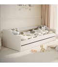 Lit gigogne blanc avec tiroir-lit et 1 matelas 90x200cm Blanka - 