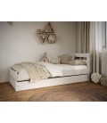 Lit enfant avec double tiroir intégré et matelas 90x180cm Emil - 