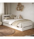 Lit enfant avec double tiroir intégré et matelas 90x180cm Emil - 
