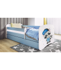 Lit enfant raton laveur bleu avec tiroir avec matelas 80x180cm - 