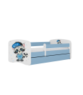 Lit enfant raton laveur bleu avec tiroir avec matelas 80x180cm - 