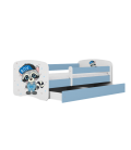 Lit enfant raton laveur bleu avec tiroir avec matelas 80x180cm - 