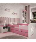 Lit enfant cheval rose avec tiroir 80x180cm - 