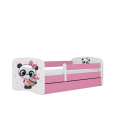 Lit enfant panda rose avec tiroir 70x140cm - 