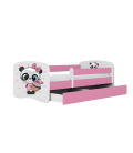 Lit enfant panda rose avec tiroir 70x140cm - 