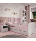 Lit enfant blanc sans motif avec tiroir avec matelas 70x140cm - 
