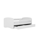 Lit enfant blanc sans motif avec tiroir avec matelas 70x140cm - 